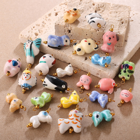 1 pendentif animal mignon en céramique à faire soi-même
