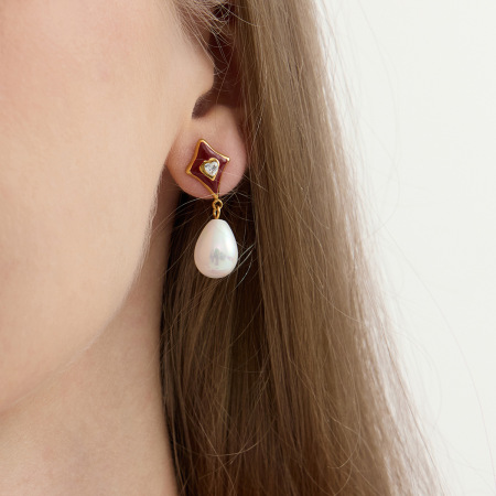 Boucles d'oreilles pendantes romantiques en acier inoxydable doré, étanches, pour femme (1 paire).