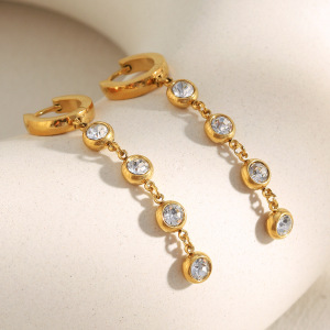 1 Paire De Boucles D'Oreilles Pendantes Simple Series Daily Circle Hypoallergéniques En Acier Inoxydable Étanches Pour Femmes h5 Image3