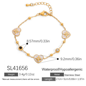 Bracelet Chaîne Femme Étanche En Acier Inoxydable Avec Motif Cœur, Étoile Et Cercle (1 Pièce) h5
