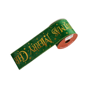 Ruban De Velours Doré À Motifs De Noël (1 Pièce) - Fournitures De Fête h5 Image6