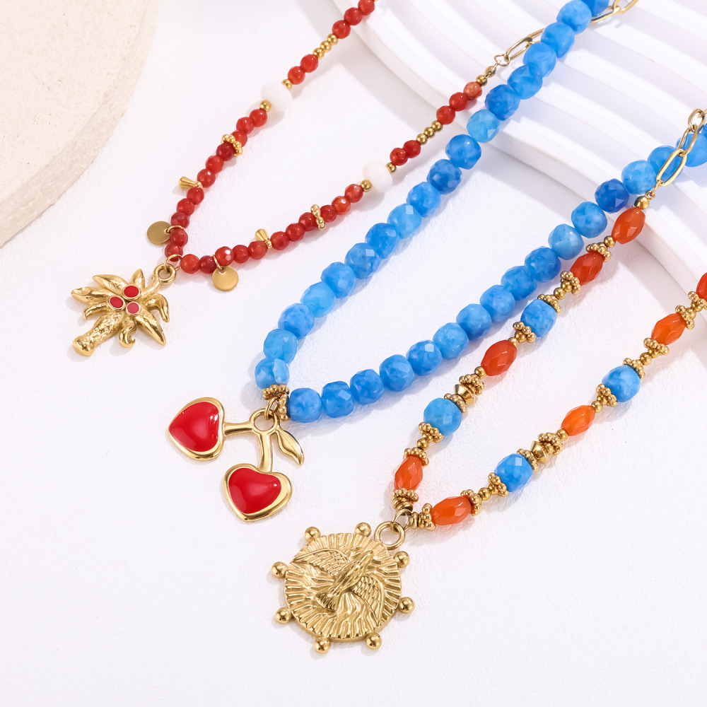 Collier Élégant En Perles De Cerisier Pour Femme, Pierres Naturelles, 1 Pièce Image2