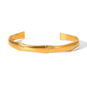 Bracelet Manchette En Acier Inoxydable Doré, Étanche, Ajouré, De Forme Irrégulière (1 Pièce). h5 
