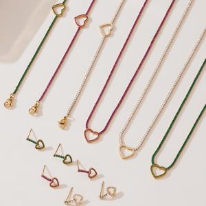 Ensembles De Bijoux Pour Femmes Sophisticated Heart En Acier Inoxydable Étanche Couleur Or Et Zircon h5 Image6