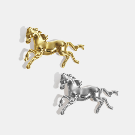 Broche en acier inoxydable doré, étanche, en forme de cheval (1 pièce).