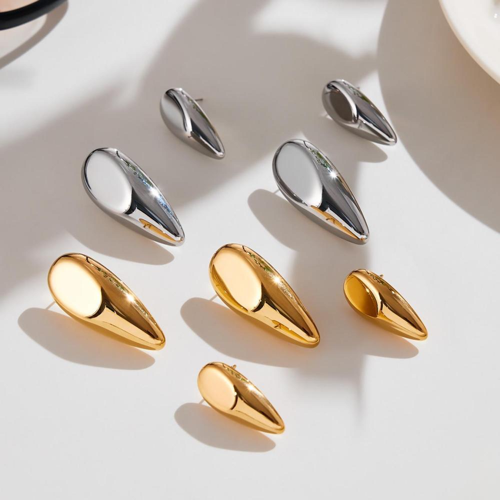Ensembles De Bijoux Pour Femmes En Acier Inoxydable De Forme Irrégulière, Étanches Et De Couleur Dorée Image3