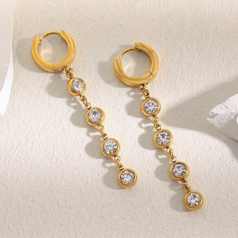 1 Paire De Boucles D'Oreilles Pendantes Simple Series Daily Circle Hypoallergéniques En Acier Inoxydable Étanches Pour Femmes Image2