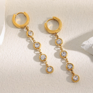 1 Paire De Boucles D'Oreilles Pendantes Simple Series Daily Circle Hypoallergéniques En Acier Inoxydable Étanches Pour Femmes h5 Image2