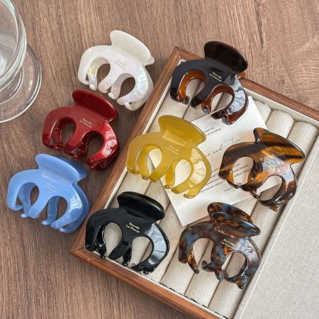 Pinces à cheveux pour femmes, série classique rétro, dégradé de couleurs, acétate, couleur or 2