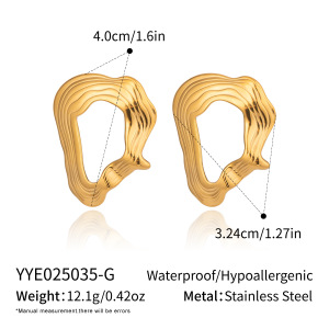 1 Paire De Boucles D'Oreilles À Clous En Acier Inoxydable De Forme Irrégulière, Étanches, Couleur Or h5 