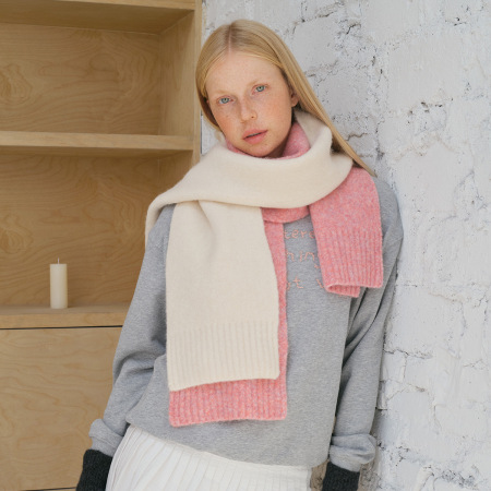 Écharpe d'hiver simple en laine mélangée de couleur unie, 1 pièce 2