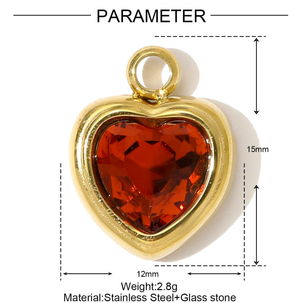 Pendentif Femme En Forme De Cœur En Verre Délicat Et Acier Inoxydable Étanche (1 Pièce) Image2