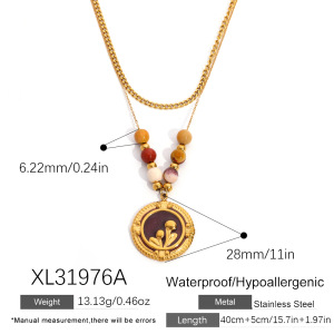 Collier Pendentif Femme Étanche En Acier Inoxydable, Motif Floral Simple (1 Pièce) h5
