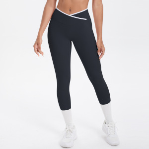 Bas De Sport Skinny Extensible, Color Block, Style Croisé, 1 Pièce h5