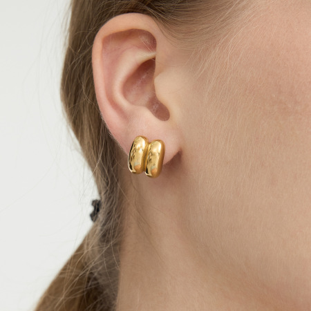 Boucles d'oreilles puces minimalistes pour femme, en acier inoxydable uni, étanches, couleur or (1 paire).