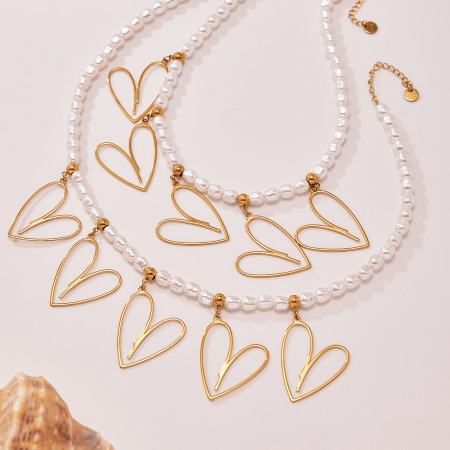 Collier pendentif élégant pour femme, en acier inoxydable ajouré en forme de cœur, couleur or, étanche (1 pièce) 2