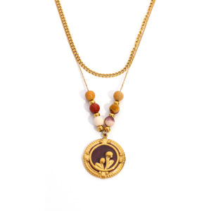 Collier Pendentif Femme Étanche En Acier Inoxydable, Motif Floral Simple (1 Pièce) h5 Image4