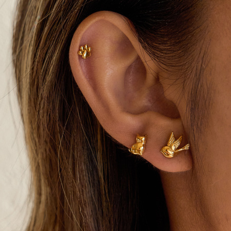 1 paire de boucles d'oreilles pour femme, motif animaux vifs, en acier inoxydable étanche, couleur or