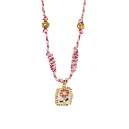 Collier pendentif femme étanche en acier inoxydable avec motif floral (1 pièce)