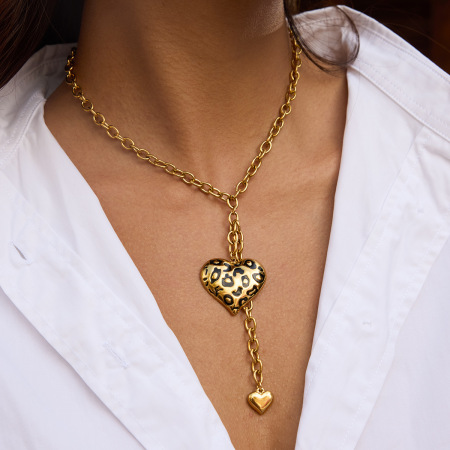 Ensembles de bijoux pour femmes en acier inoxydable doré, imprimé léopard sexy