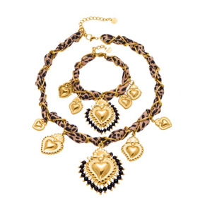 Ensembles De Bijoux Pour Femmes Vogue Heart En Acier Inoxydable, Étanches, Couleur Or Et Pierre Naturelle h5 Image6