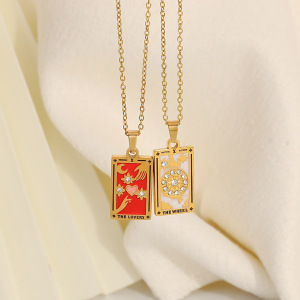 Collier Pendentif Femme Étanche En Acier Inoxydable, Motif Cœur, Soleil, Étoile, Cercle Et Lune (1 Pièce) h5 Image4
