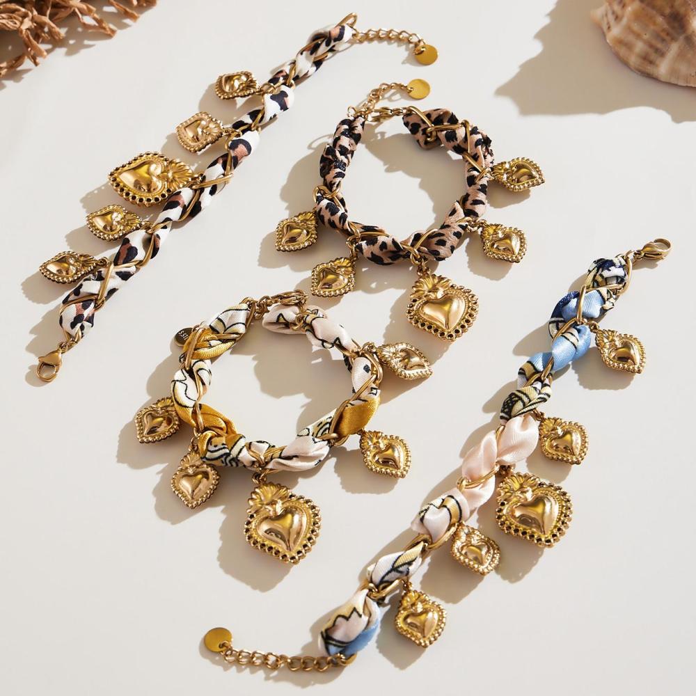 Ensembles De Bijoux Pour Femmes Vogue Heart En Acier Inoxydable, Étanches, Couleur Or Et Pierre Naturelle Image2