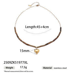 Ensemble De Colliers Pendentifs En Acier Inoxydable Étanches, En Forme De Cœur, Avec Perles De Pierre Naturelle h5 