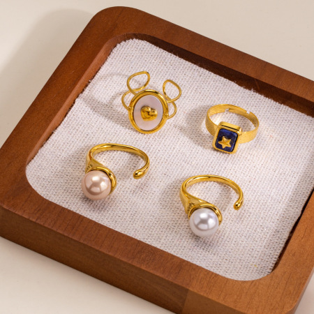 Bague élégante en acier inoxydable imperméable en forme de cœur et d'étoile pour femme (1 pièce)