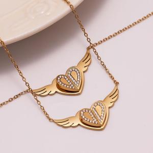 Collier Pendentif Femme Romantique En Acier Inoxydable, Couleur Or, Motif Cœur Et Balançoires (1 Pièce) h5 Image6