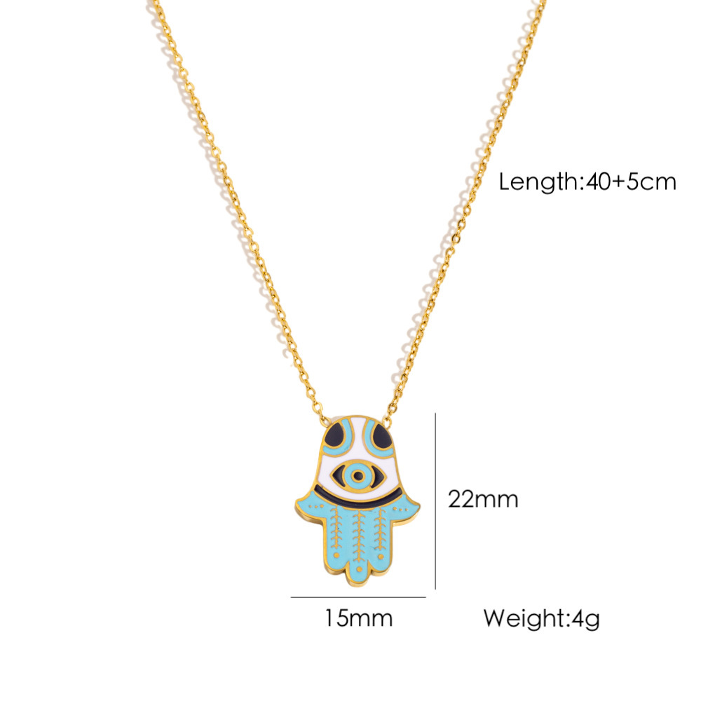 Collier Pendentif Œil De Diable Simple Et Décontracté En Acier Inoxydable Étanche Pour Femme (1 Pièce) 