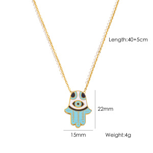 Collier Pendentif Œil De Diable Simple Et Décontracté En Acier Inoxydable Étanche Pour Femme (1 Pièce) h5 