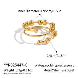 Bague Statement En Acier Inoxydable Imperméable Avec Perles (1 Pièce) h5 