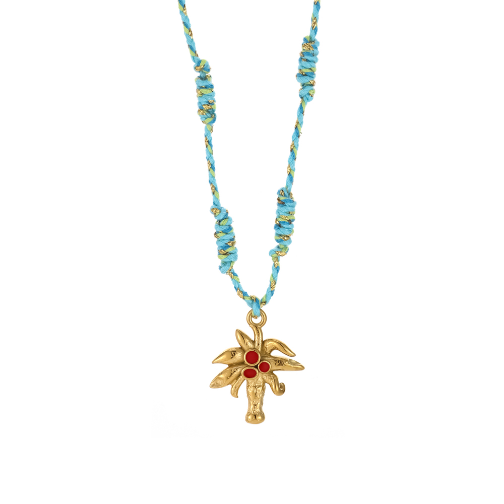 Collier Tressé Luxueux En Acier Inoxydable Imperméable Avec Croix (1 Pièce) Image2