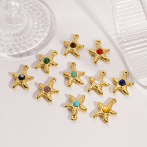 Pendentif Simple À Faire Soi-Même En Forme De Tortue Et D'Étoile, En Acier Inoxydable Étanche, Couleur Or, Pour Femme (1 Pièce) h5 Image3