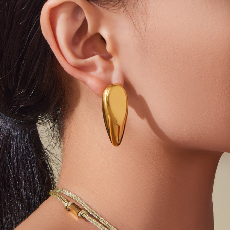 Ensembles de bijoux pour femmes en acier inoxydable de forme irrégulière, étanches et de couleur dorée 2