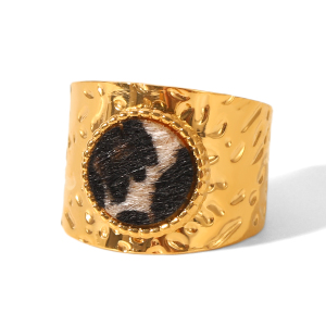 Bague Léopard En Acier Inoxydable Étanche Couleur Or (1 Pièce) h5
