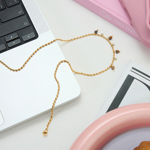 Collier Pendentif Femme Classique En Forme De Cœur, En Acier Inoxydable Étanche, Couleur Or, Avec Pierre Naturelle (1 Pièce) h5 Image5