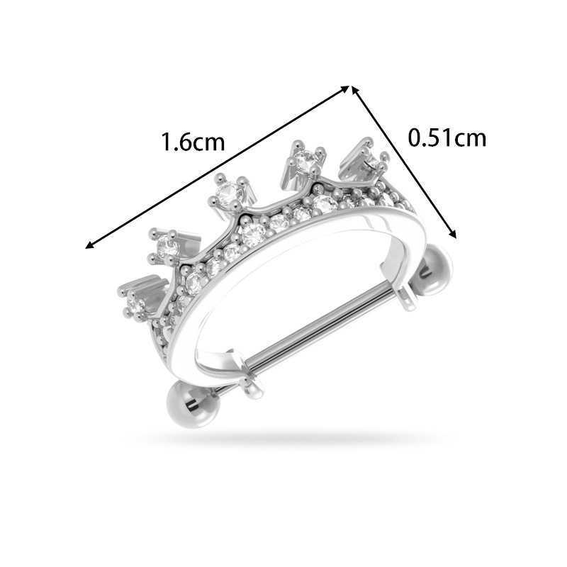 Boucles D'Oreilles Percées Simples En Forme De Couronne En Cuivre Doré Et Zircon Pour Femme, 1 Pièce Image2