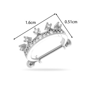 Boucles D'Oreilles Percées Simples En Forme De Couronne En Cuivre Doré Et Zircon Pour Femme, 1 Pièce h5 Image2