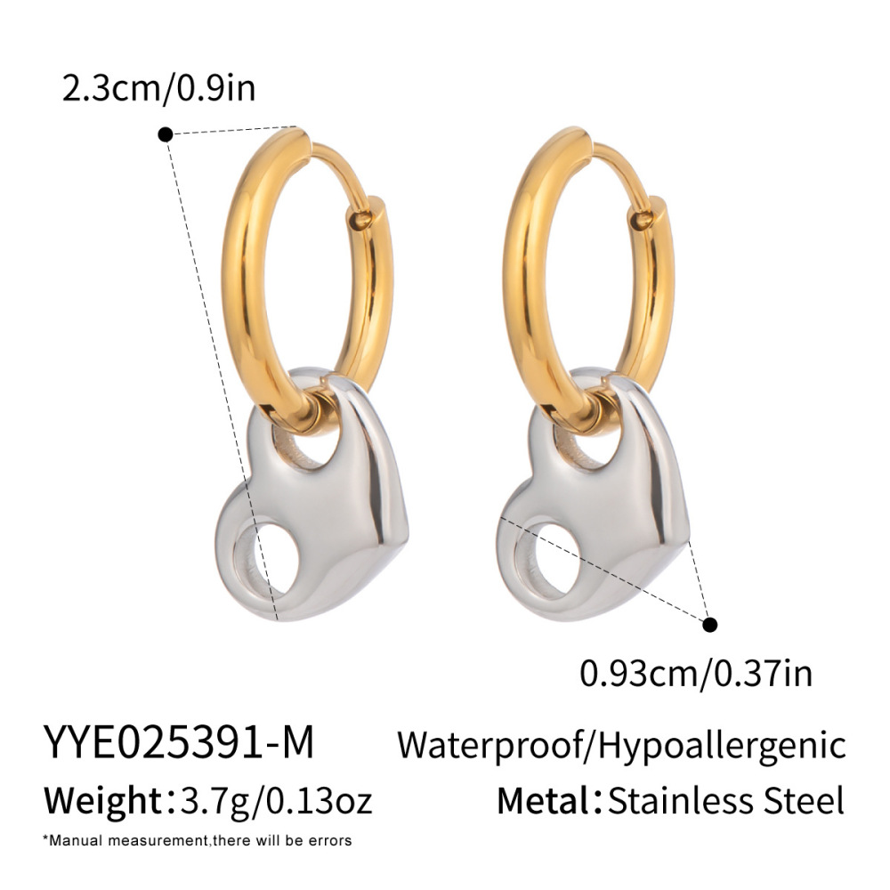 Boucles D'Oreilles Pendantes En Acier Inoxydable Imperméable En Forme De Cœur, Couleurs Assorties (1 Paire) 