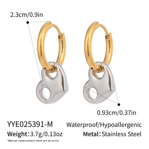 Boucles D'Oreilles Pendantes En Acier Inoxydable Imperméable En Forme De Cœur, Couleurs Assorties (1 Paire) h5 