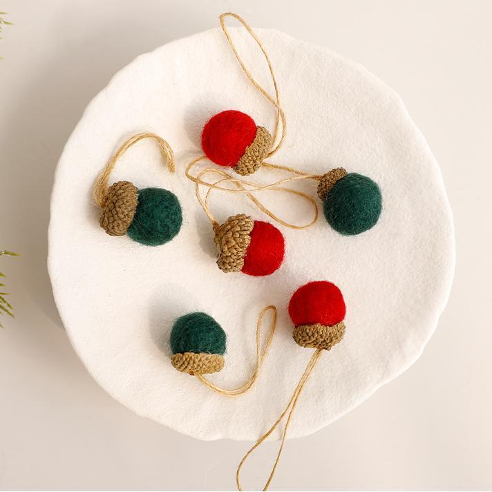 1 Pièce De Feutrine De Laine En Forme De Pomme De Pin De Noël - Fournitures De Fête h5Image2