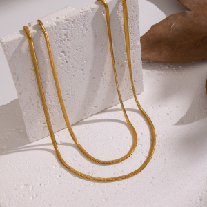 Collier À Plusieurs Rangs En Acier Inoxydable Doré, Étanche, Composé D'Une Seule Chaîne. h5 Image2