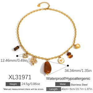 Collier Pendentif Femme En Acier Inoxydable Étanche Avec Pendentif Cœur Et Fleur (1 Pièce) h5 