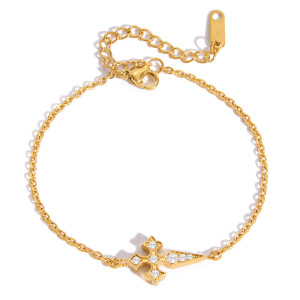 Ensembles De Bijoux Pour Femmes Classic Cross En Acier Inoxydable Étanche Couleur Or h5 