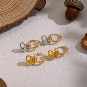 Boucles D'Oreilles Pendantes En Acier Inoxydable Imperméable En Forme De Cœur, Couleurs Assorties (1 Paire) h5 Image4