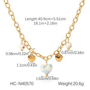 Collier Pendentif En Forme De Cœur En Céramique, Acier Inoxydable Étanche, Couleur Or h5 Image2