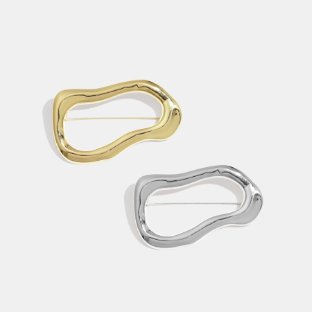 Broche en acier inoxydable doré, forme irrégulière, étanche (1 pièce).