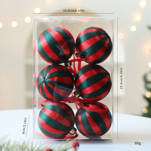 1 Lot De Boules De Noël À Rayures En Polyester Pour Fêtes (1 Lot = 6 Pièces) h5